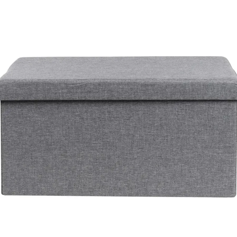 Poefen-HI poef/hocker/opbergbox - grijs - mdf - 76 x 38 cm