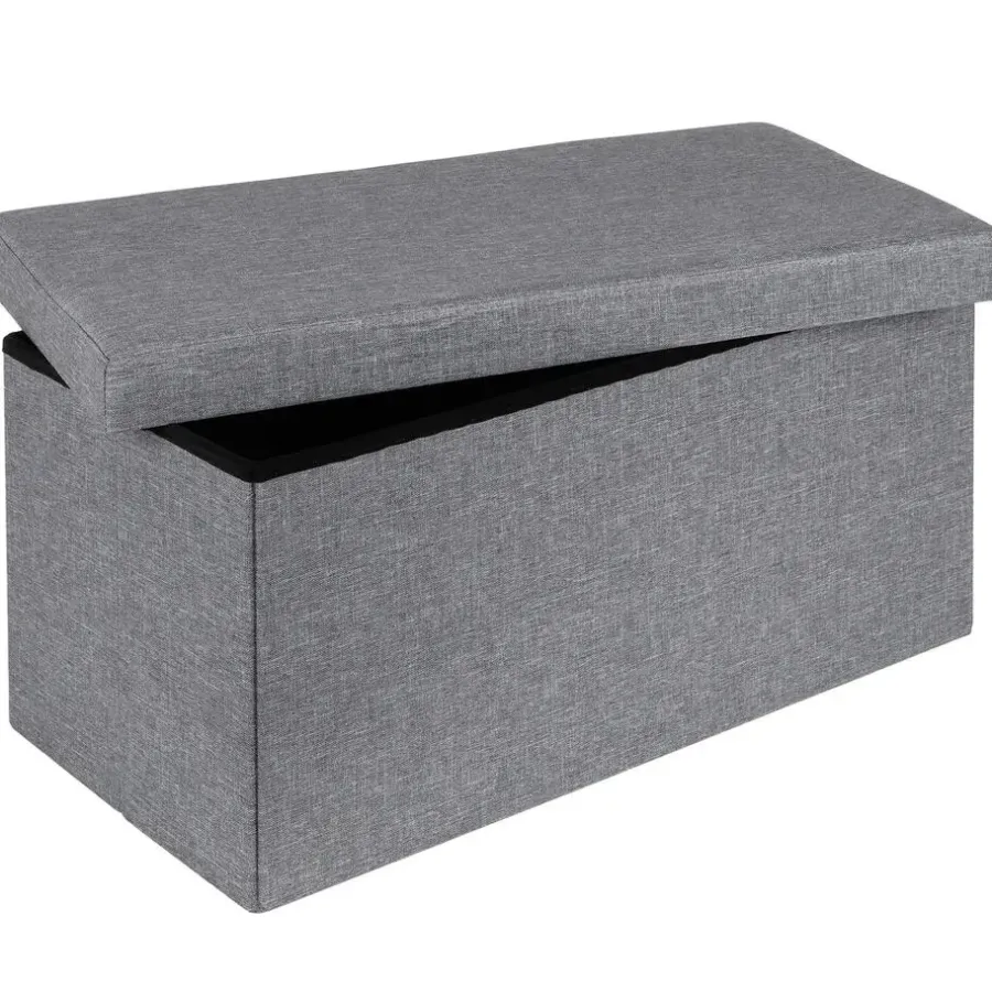 Poefen-HI poef/hocker/opbergbox - grijs - mdf - 76 x 38 cm