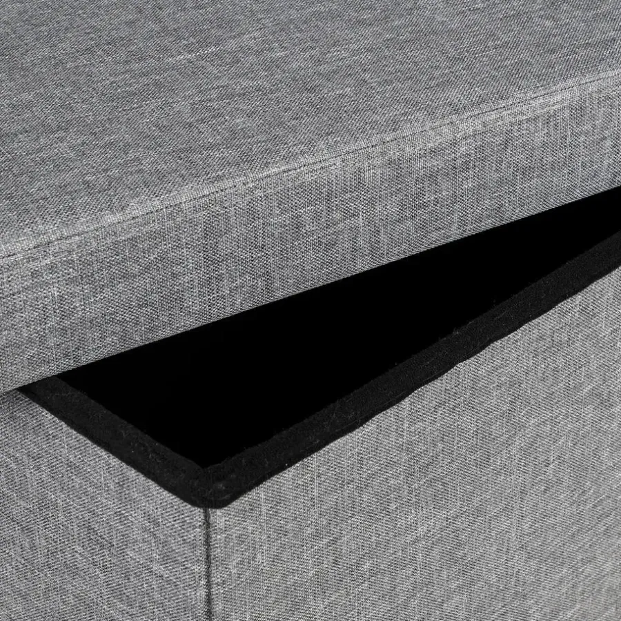 Poefen-HI poef/hocker/opbergbox - grijs - mdf - 76 x 38 cm