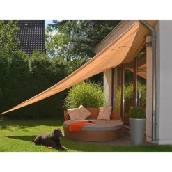 HI schaduwdoek/zonnescherm driehoek - waterdicht - geel - 5 x 5 x 5 m