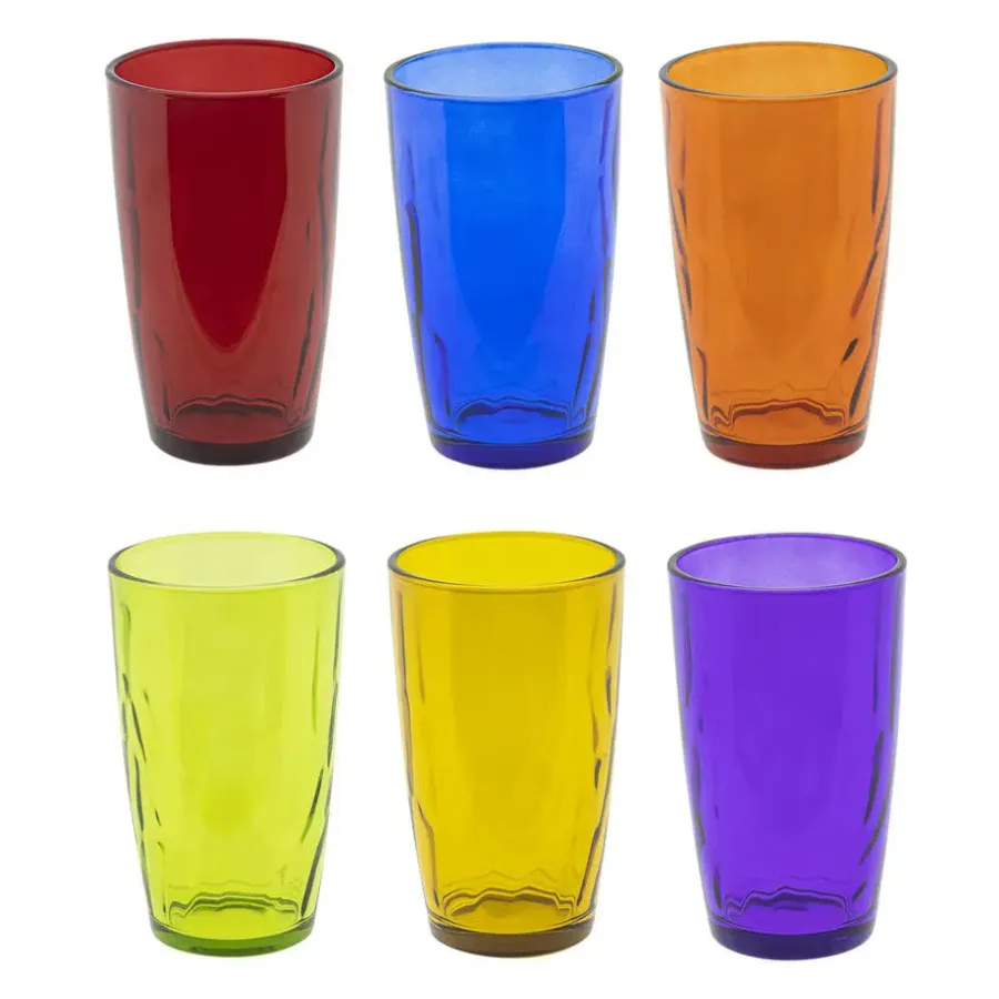 Waterglazen-HI Waterglazen/drinkglazen - 6x - kleurenmix - 320 ml