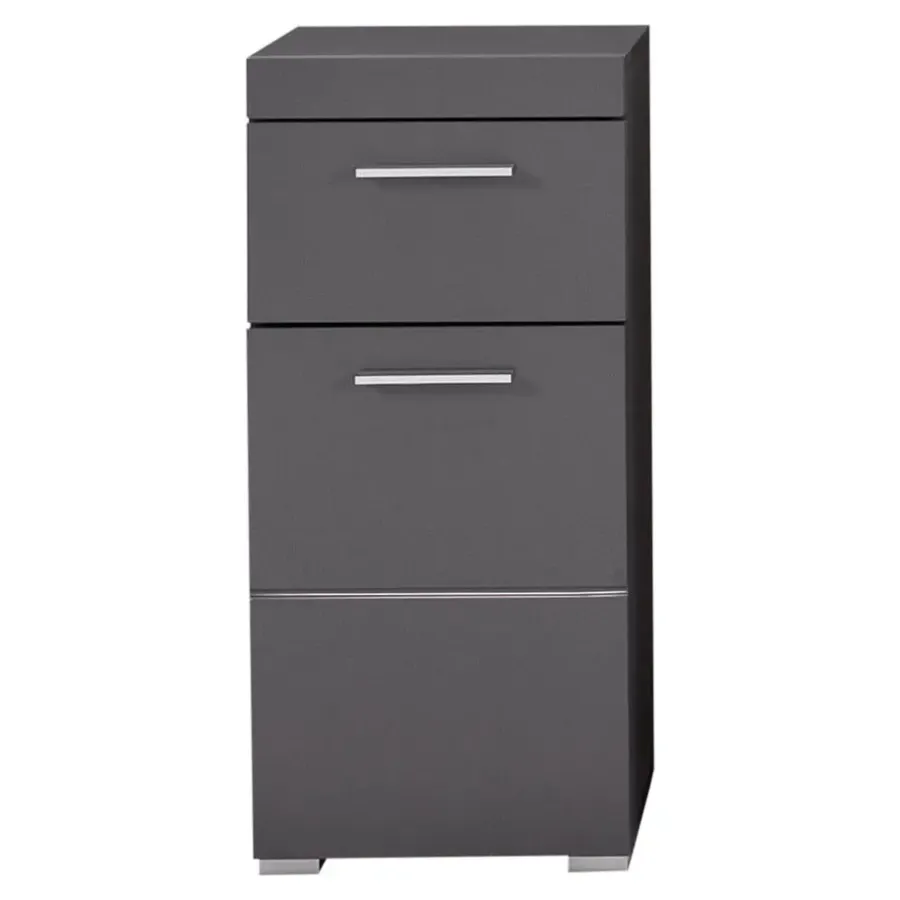 Hioshop AmandaMando badkamerkast 1 deur- 1 lade grijs- grijs hoogglans