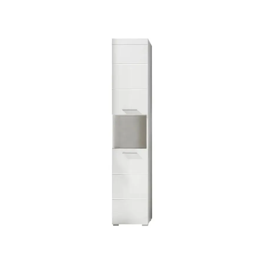 Hioshop AmandaMando kolomkast 2 deuren- 1 open vak wit- wit hoogglans