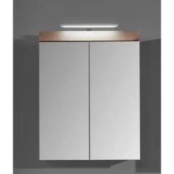 Hioshop AmandaMando spiegelkast 2 deuren incl verlichting donker eiken decor-