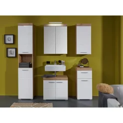 Hioshop AmandaMando spiegelkast 2 deuren incl verlichting donker eiken decor-