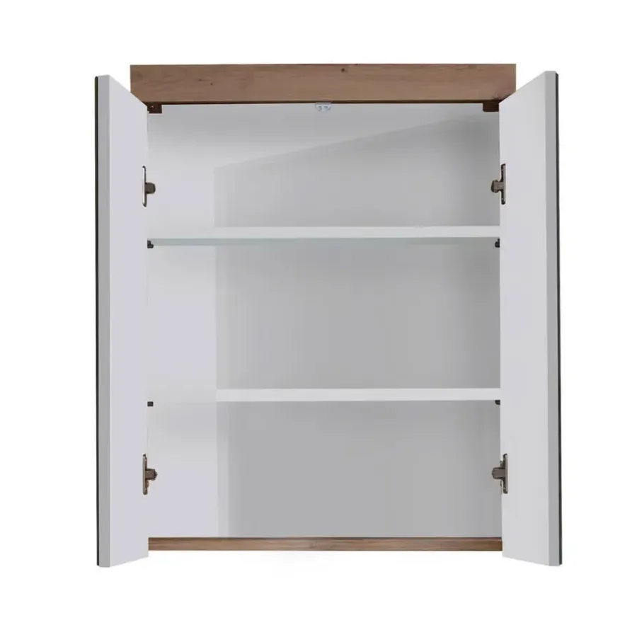 Spiegelkasten-Hioshop AmandaMando spiegelkast 2 deuren donker eiken decor- spiegelglas