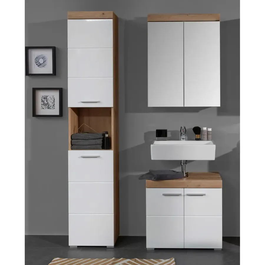 Spiegelkasten-Hioshop AmandaMando spiegelkast 2 deuren donker eiken decor- spiegelglas