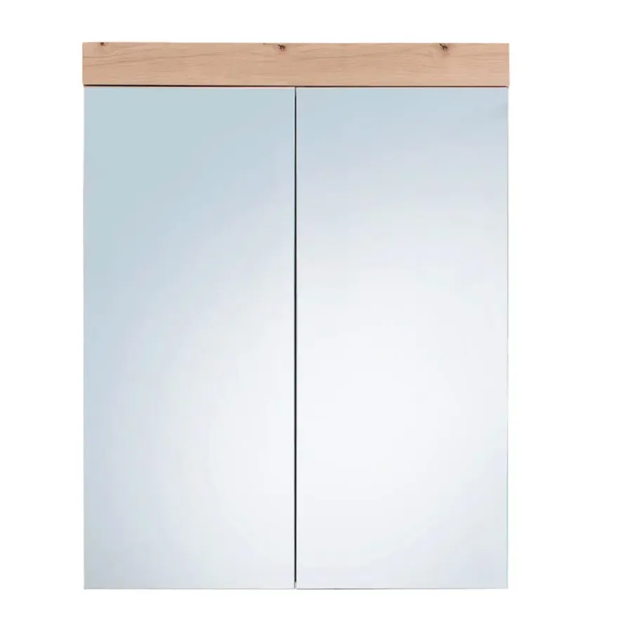 Hioshop AmandaMando spiegelkast 2 deuren licht eiken decor- spiegelglas