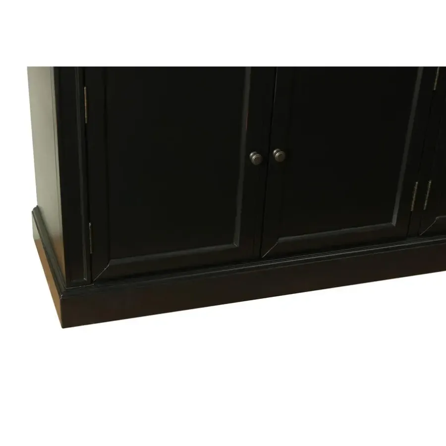 Buffetkasten-Hioshop Amaretta vitrinekast 4 deuren- zwart antiek gepatineerd Breedte 186