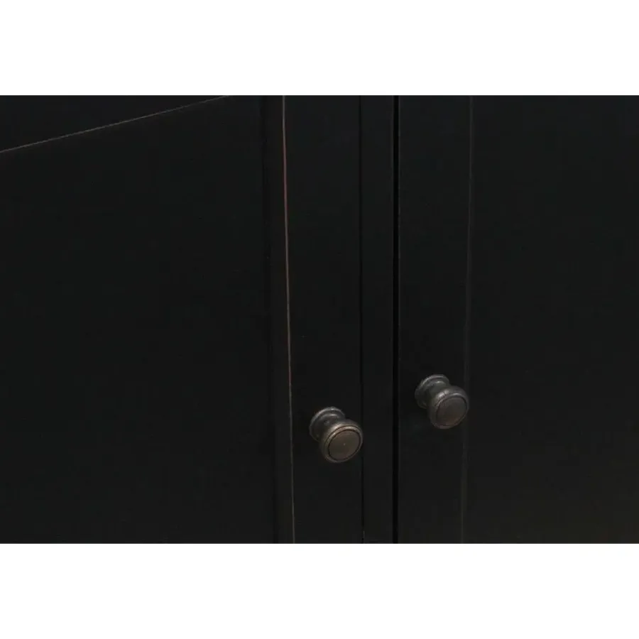 Buffetkasten-Hioshop Amaretta vitrinekast 4 deuren- zwart antiek gepatineerd Breedte 186