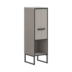 Hioshop Bagno badkamerkast 1 deur 1 vak lichtgrijs- crèmekleurig
