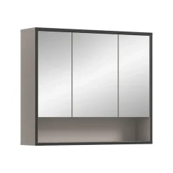 Spiegelkasten-Hioshop Bagno spiegelkast 3 spiegeldeuren lichtgrijs- crèmekleurig