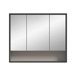 Spiegelkasten-Hioshop Bagno spiegelkast 3 spiegeldeuren lichtgrijs- crèmekleurig