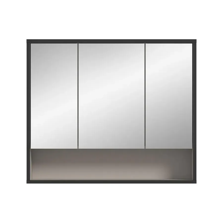 Spiegelkasten-Hioshop Bagno spiegelkast 3 spiegeldeuren lichtgrijs- crèmekleurig