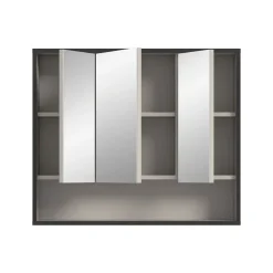 Spiegelkasten-Hioshop Bagno spiegelkast 3 spiegeldeuren lichtgrijs- crèmekleurig