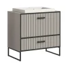 Wastafelkasten-Hioshop Bagno wastafel incl wasbak 1 lade 1 klepdeur lichtgrijs- crèmekleurig