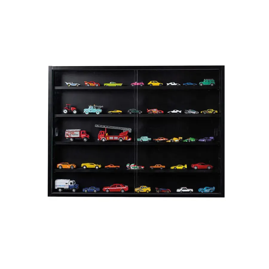 Buffetkasten-Hioshop Blacklava vitrinekast vitrinekast- 2 schuifdeuren zwart