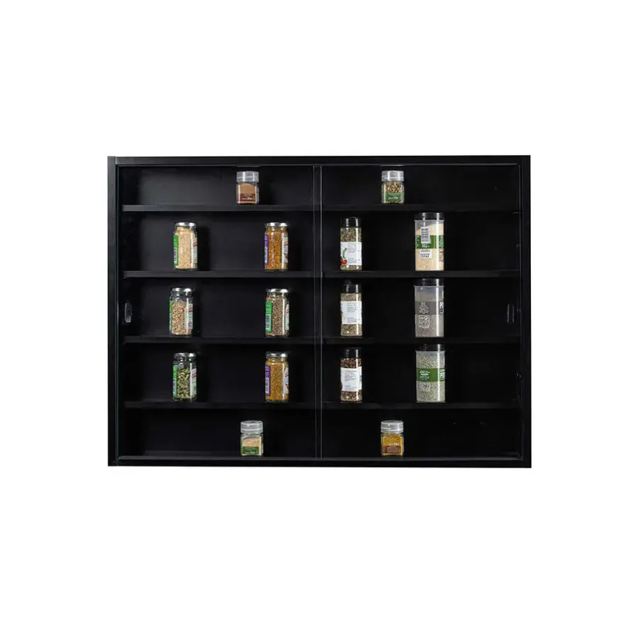 Buffetkasten-Hioshop Blacklava vitrinekast vitrinekast- 2 schuifdeuren zwart