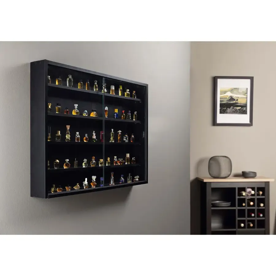 Buffetkasten-Hioshop Blacklava vitrinekast vitrinekast- 2 schuifdeuren zwart