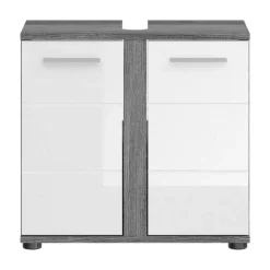 Wastafelkasten-Merkloos Hioshop Blake wastafel 2 deuren wit hoogglans- grijs
