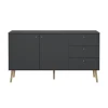 Dressoirs-Hioshop Bodo dressoir 2 deuren- 3 lades matgrijs