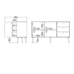 Dressoirs-Hioshop Bodo dressoir 2 deuren- 3 lades matgrijs