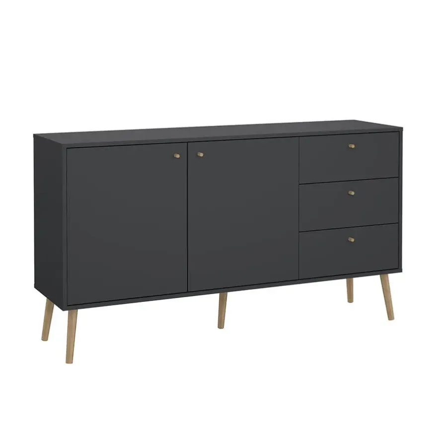 Dressoirs-Hioshop Bodo dressoir 2 deuren- 3 lades matgrijs