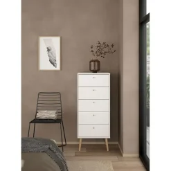 Ladekasten|Ladekasten-Hioshop Bodo kommode 5 lades wit