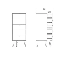 Ladekasten|Ladekasten-Hioshop Bodo kommode 5 lades wit