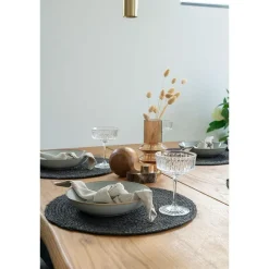 Placemats-Hioshop Bombay Placemat Ø38cm- set van 4 donkergrijs