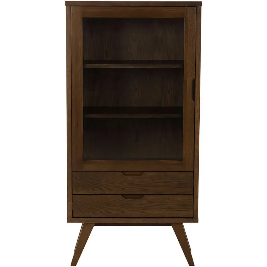 Buffetkasten-Hioshop Bristol vitrinekast 1 deur 2 lades 2 planken grijs