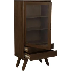 Buffetkasten-Hioshop Bristol vitrinekast 1 deur 2 lades 2 planken grijs