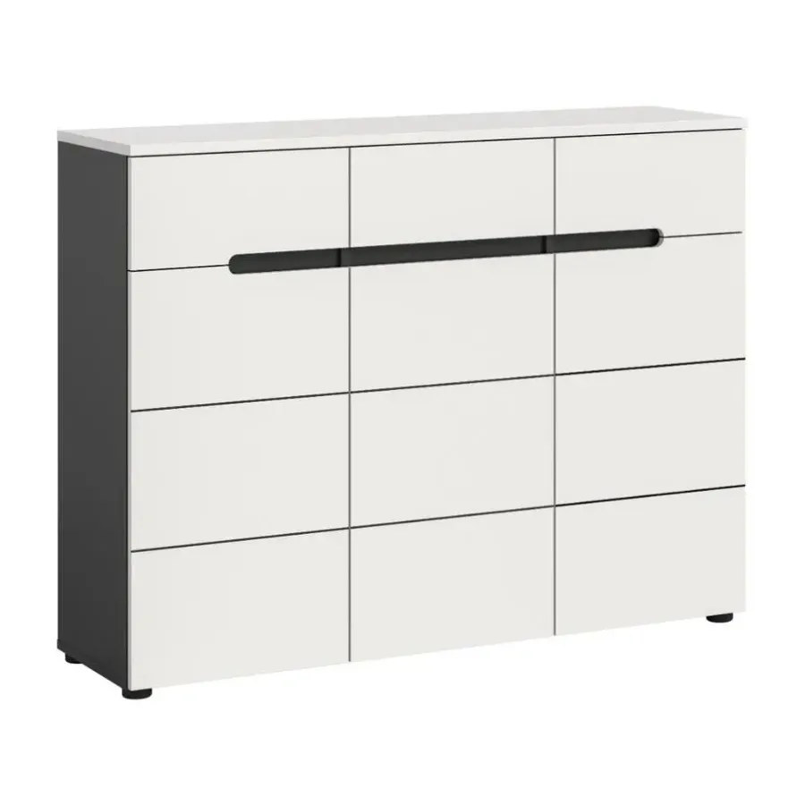 Schoenenkasten-Merkloos Hioshop Canu schoenenkast 3 deuren- 3 lades wit- grijs