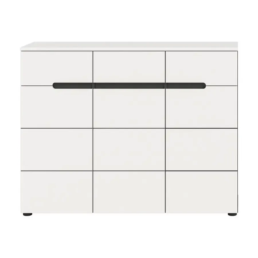 Schoenenkasten-Merkloos Hioshop Canu schoenenkast 3 deuren- 3 lades wit- grijs
