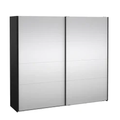 Draaideurkasten-Hioshop Catania schuifdeurkast 2 deuren met spiegel 245x220cm mat zwart