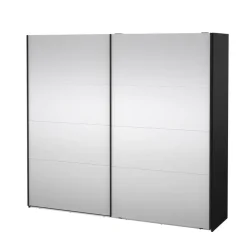 Draaideurkasten-Hioshop Catania schuifdeurkast 2 deuren met spiegel 245x220cm mat zwart