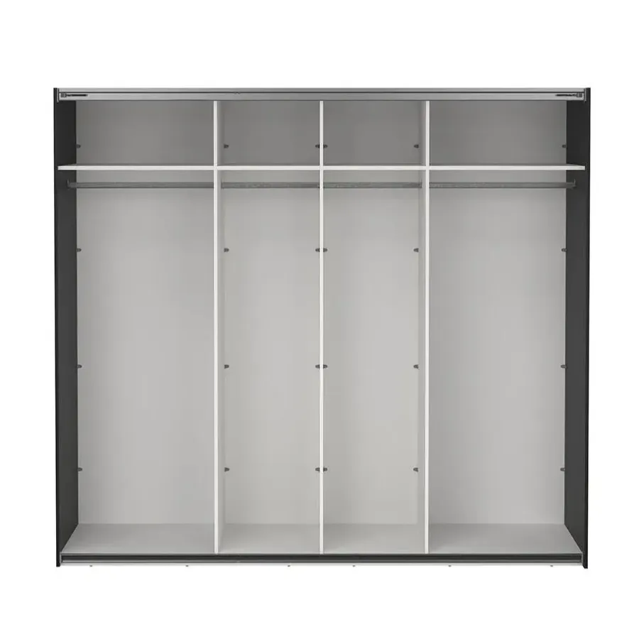 Draaideurkasten-Hioshop Catania schuifdeurkast 2 deuren met spiegel 245x220cm mat zwart