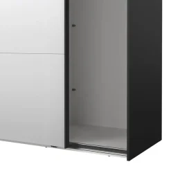 Draaideurkasten-Hioshop Catania schuifdeurkast 2 deuren met spiegel 245x220cm mat zwart
