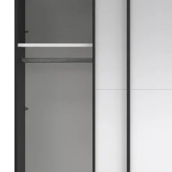 Draaideurkasten-Hioshop Catania schuifdeurkast 2 deuren met spiegel 245x220cm mat zwart