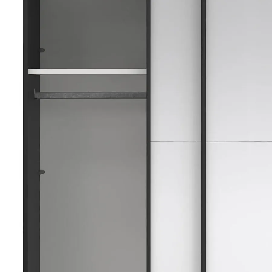 Draaideurkasten-Hioshop Catania schuifdeurkast 2 deuren met spiegel 245x220cm mat zwart