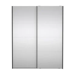 Hioshop Catania schuifdeurkast 2 deuren met spiegel 180x220cm mat zwart