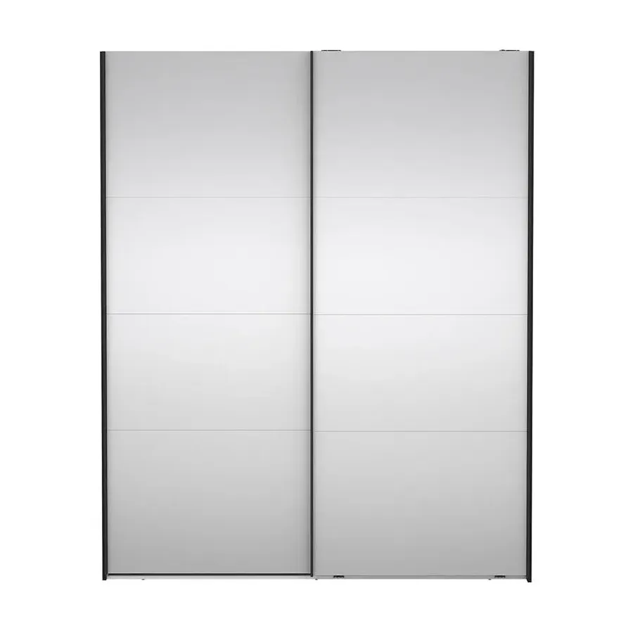 Hioshop Catania schuifdeurkast 2 deuren met spiegel 180x220cm mat zwart