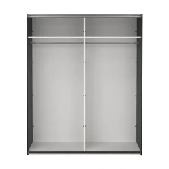 Hioshop Catania schuifdeurkast 2 deuren met spiegel 180x220cm mat zwart