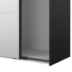 Hioshop Catania schuifdeurkast 2 deuren met spiegel 180x220cm mat zwart