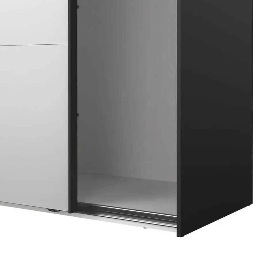Hioshop Catania schuifdeurkast 2 deuren met spiegel 180x220cm mat zwart
