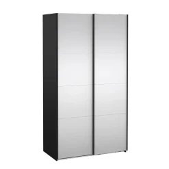 Draaideurkasten-Hioshop Catania schuifdeurkast 2 deuren met spiegel 120x220cm mat zwart