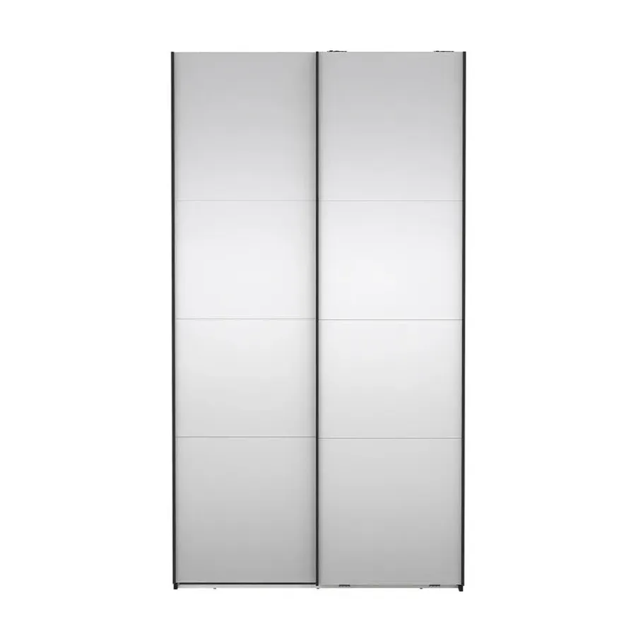 Draaideurkasten-Hioshop Catania schuifdeurkast 2 deuren met spiegel 120x220cm mat zwart