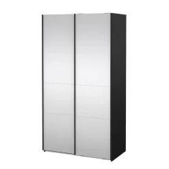 Draaideurkasten-Hioshop Catania schuifdeurkast 2 deuren met spiegel 120x220cm mat zwart