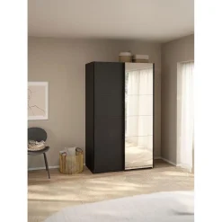 Hioshop Catania schuifdeurkast 2 deuren 120x200cm mat zwart