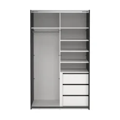 Hioshop Catania schuifdeurkast 2 deuren 120x200cm mat zwart